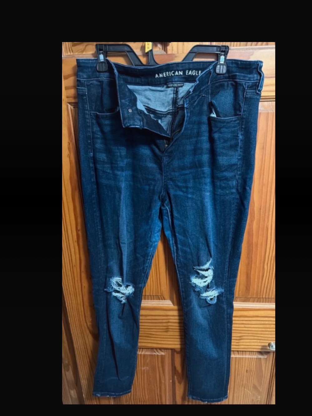 American Eagle Outfitters Dark Indigo Ripped Skinny Jeans